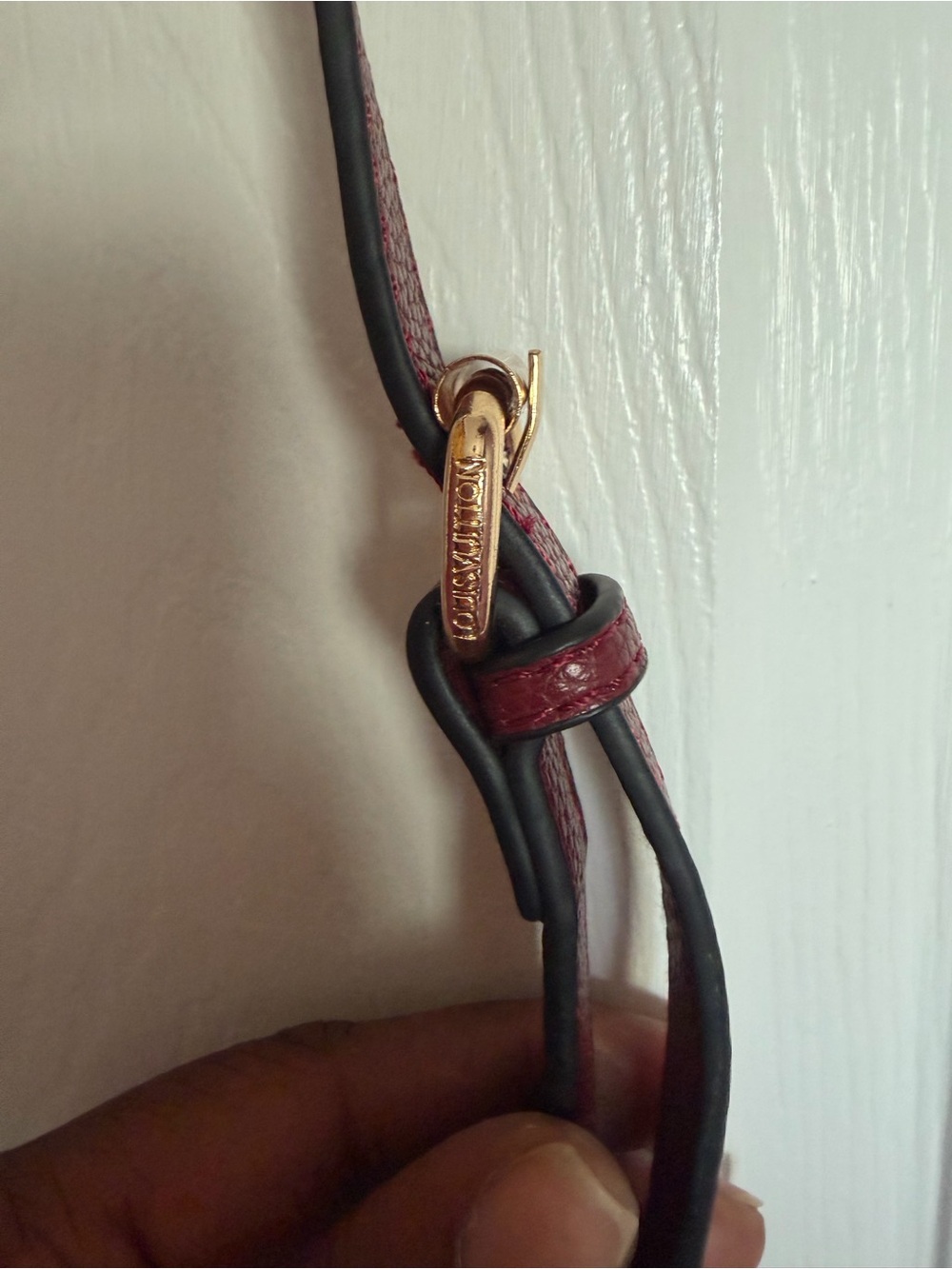 Burgundy Embossed Monogram Crossbody - Picture 3 of 7